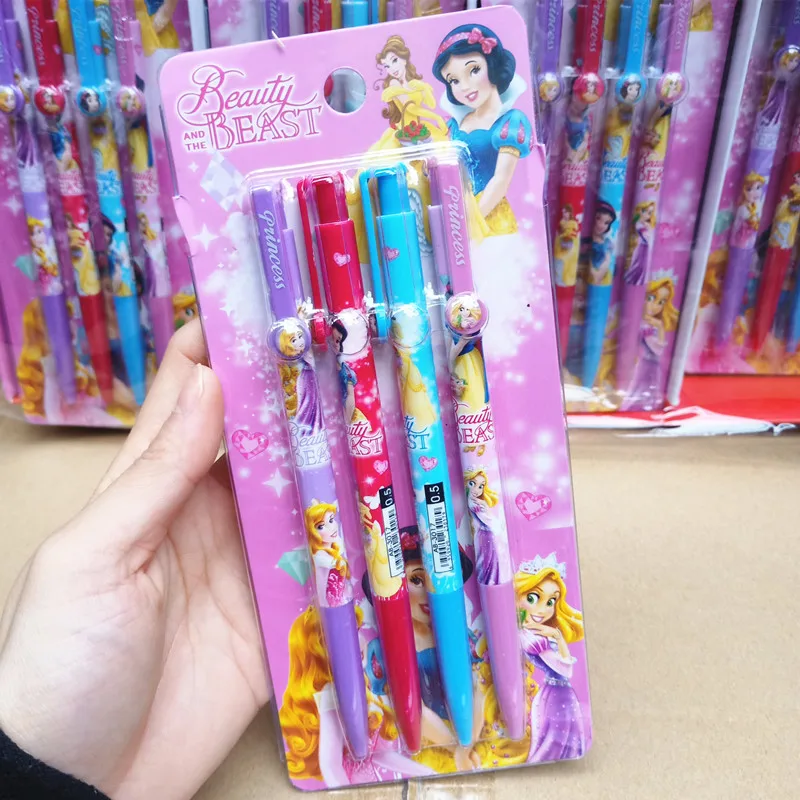 

60PCS Disney Korean stationery cute princess press ballpoint pen student cartoon animation ballpoint pen office account pen