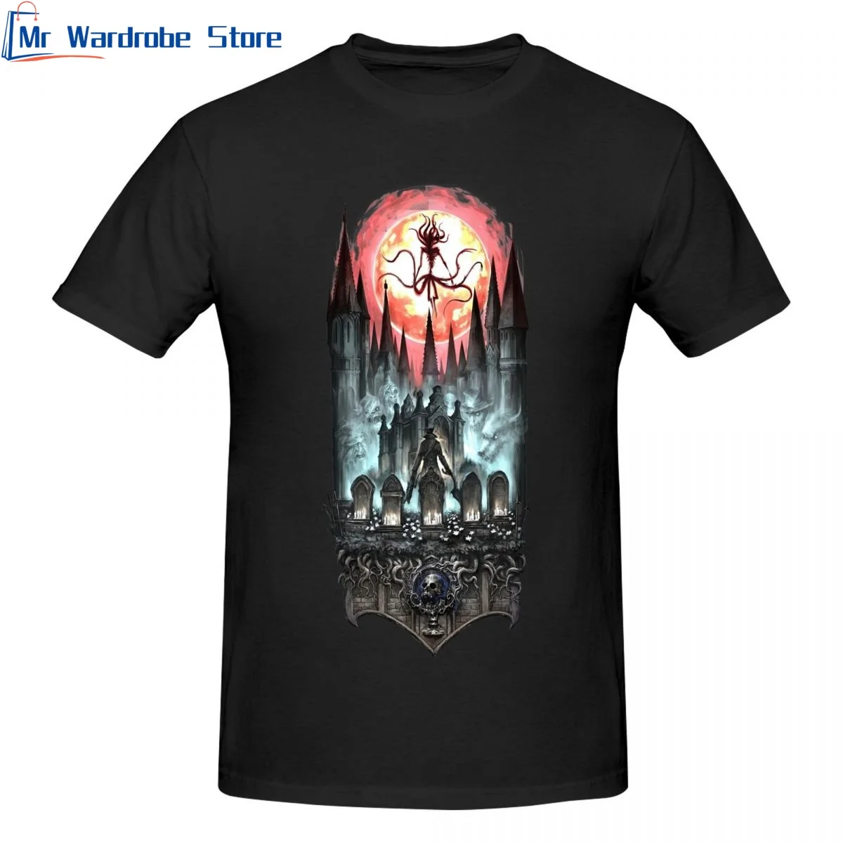 Bloodborne Art T Shirts Casual Tee Shirt Short Sleeve Tops Crew Neck Oversized Graphic T-Shirt Novelty Funny Summer Clothing