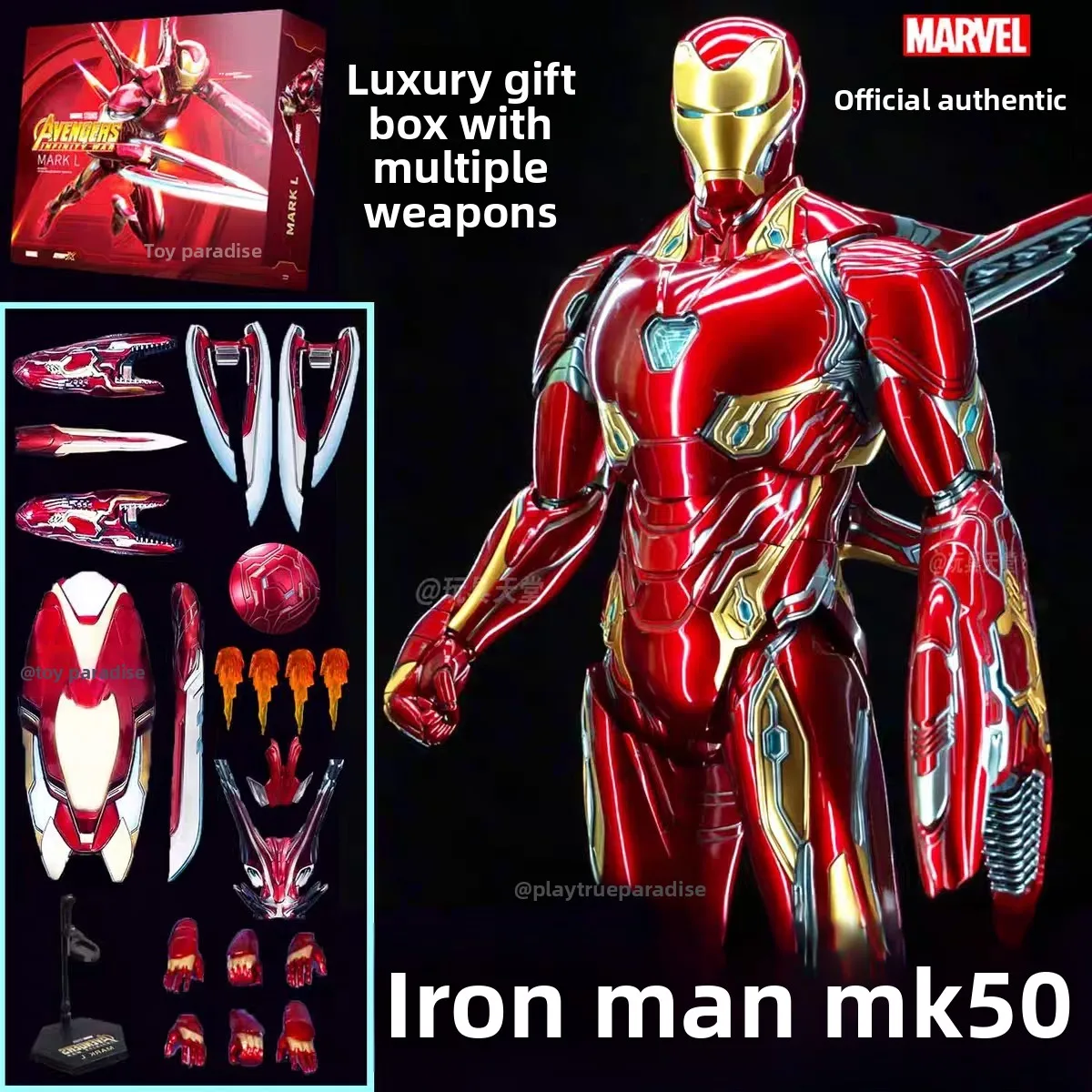Anel Original do Homem de Ferro SUIT-UP GANTRY MK7 MK4 MK50 com Luz LED 1/10, Figura de Ação Marvel Legend Toys, Modelo de Demolição, Presentes