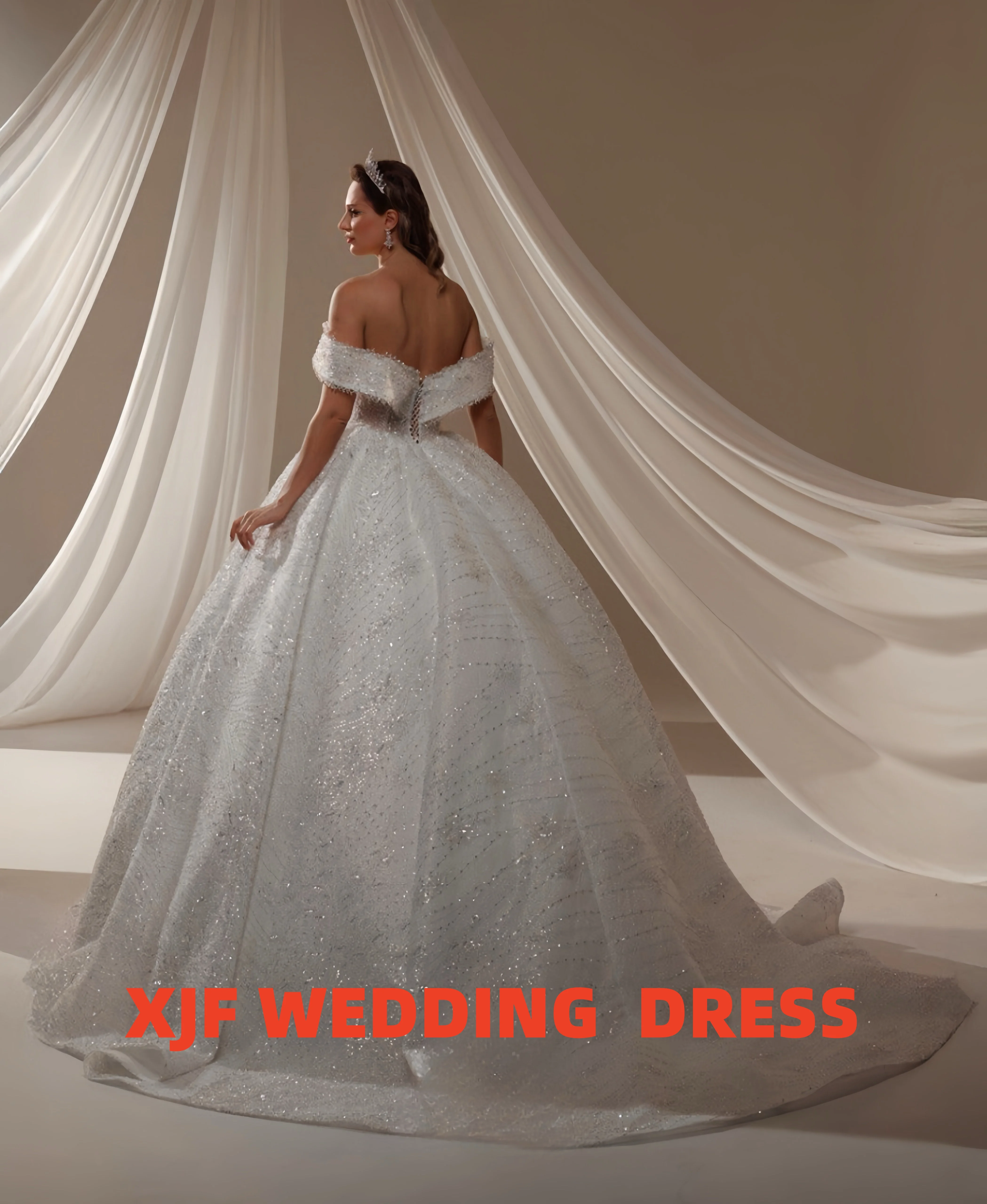 

Бальное платье без рукавов с v-образным вырезом, элегантное свадебное платье amanda novias, расшитое бисером, на заказ, свадебное платье amanda novias