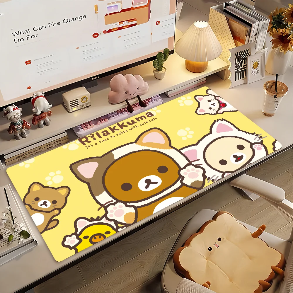 Cartoon R-Rilakkuma-S Niedliches Mauspad, rutschfeste Gummi-Gamer-Balance-Computermatte, Dekoration, Schreibtischunterlage, Laptop, Büro, groß