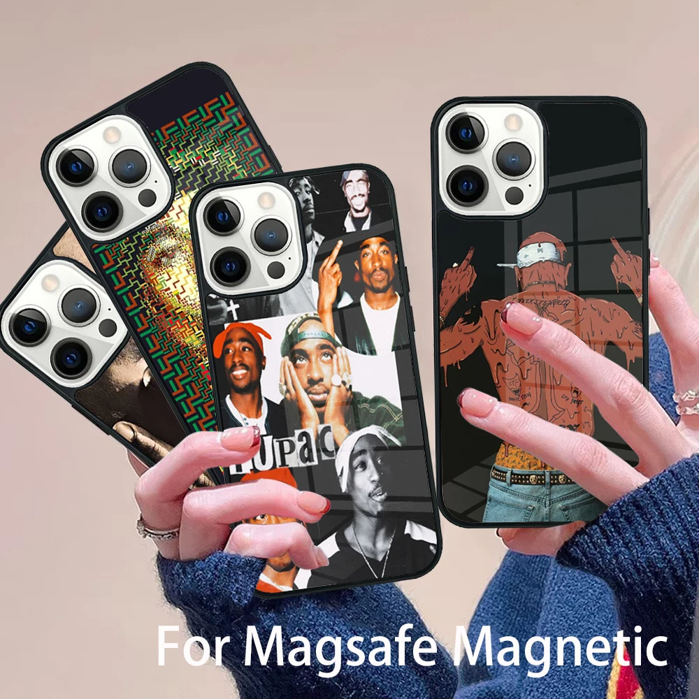 

Fashion 2Pac Tupac Shakur Phone Case Magesafe Magnetic Wireless Charge Cover For IPhone 16 11 12 13 14 15 Pro Max Plus Mini