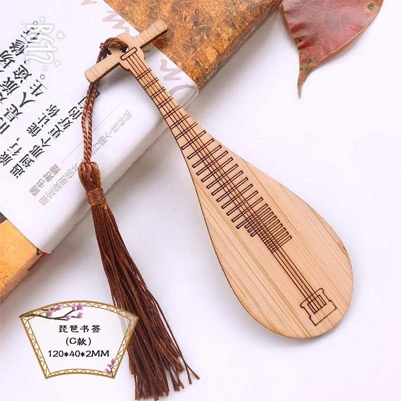 Bamboo bookmarks 30*140*2mm  custom musical instrument pipa crafts Stationery creative gifts Chinese style tourist souvenirs