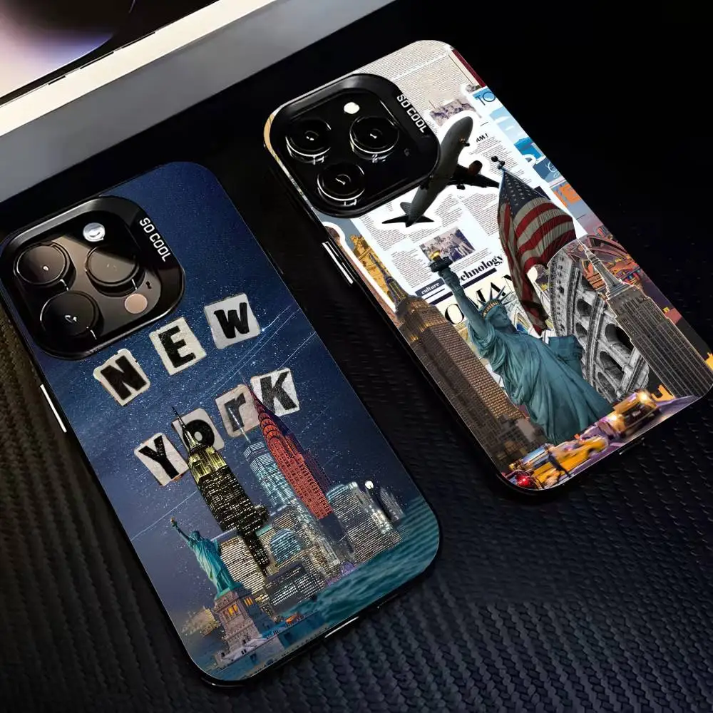 

New York Phone Case For iPhone 16,15,14,13,12,11,Pro,MAX White Matte Shockproof Cover