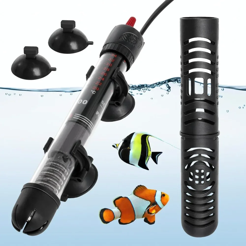 Heater 50W Adjustable Temperature Thermostat Heater Rod Aquarium With Protective Cover Submersible Aquarium Fish Tank Water