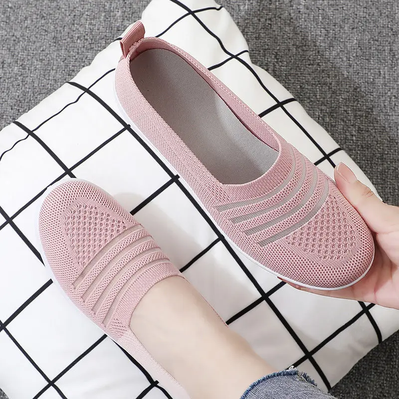 Kobiety buty letnie miękkie przenośna siatka łączenie płaskie buty pasek wygodne miękkie dno antypoślizgowe oddychające buty Slip on