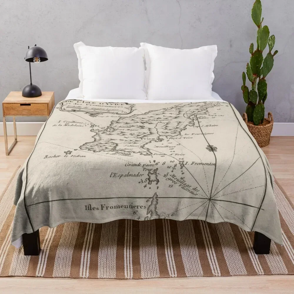 Manta ponderada de manga para cama, manta de diseño Vintage de Ibiza, mapa de España (1764)