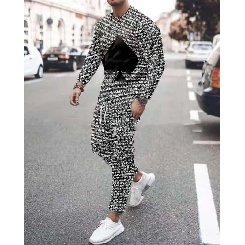 Lion Printing Men Set Tracksuit Men Sportsuits Gentlemen Set T-shirt Suit Long Sleeve 3D Coat+Pants Gyms Casual Sportswear Suit