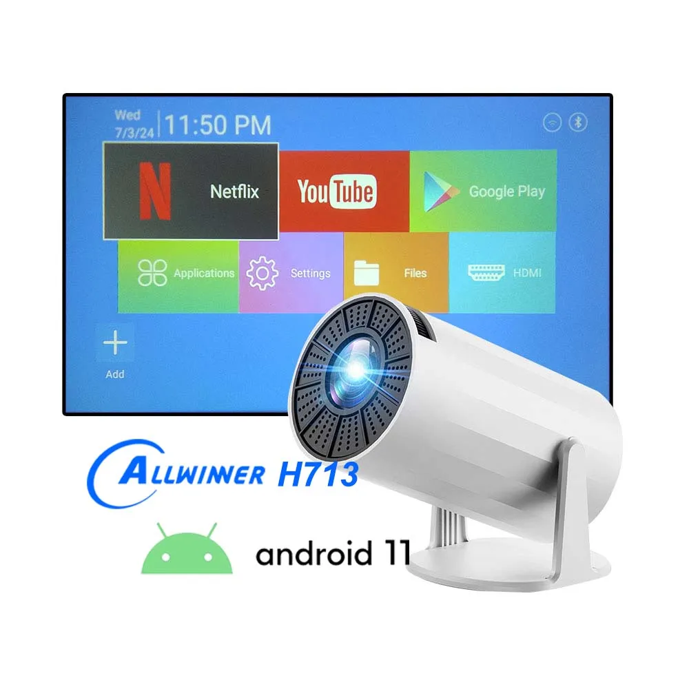 

XP300 PRO Android 11 Портативный проектор с Wi-Fi 160 ANSI allwinner H713 Домашний кинотеатр 720P физический режим. Проекторы Full HD 4K