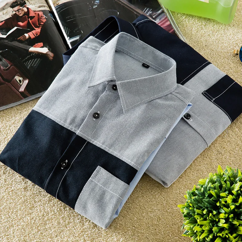 Men Shirts Spring Autumn New Teen Jacket Slim Fit Casual Round Neck Long Sleeve Shirt Fashion Men\'s Style Coats Shirts Casual