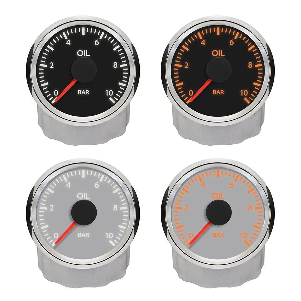 Newest 52mm WiFi Oil Pressure Meter 0-10Bar Compatible with All Types and Ranges Ohm Sensor White Yellow Backlight 9-32V