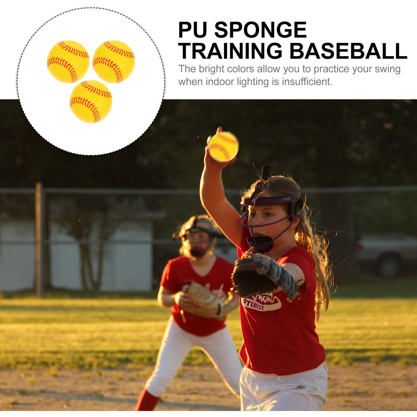 

3pcs Training Baseballs Pu Sponge Softballs Sports Outdoor Practice Balls Durable Lightweight Competition