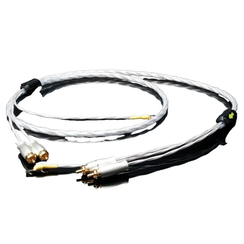 Hifi Cable OCC Copper Phono Cable Silver Plated to Ground Wire Gold Plated Plug 1m