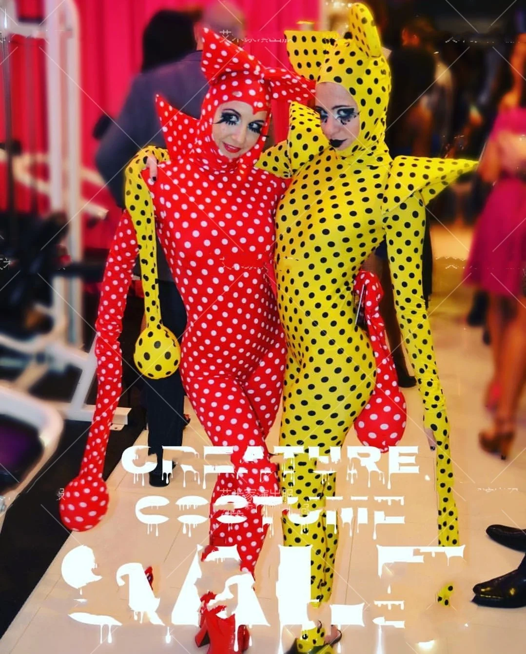 Nightclub red and yellow retro polka dot personalized COS animal modeling interactive gogo costume