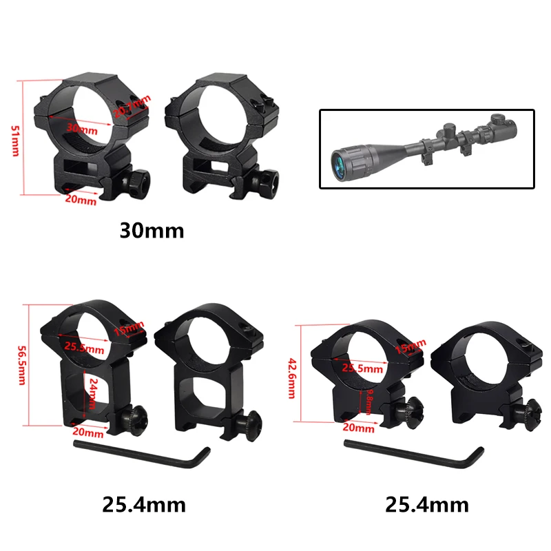 Dia 25.4/30mm Scope Mounts for Riflescopes Telescope Tactical Flashlight 20mm Picatinny Weaver Rail Mount Hunting Accessories