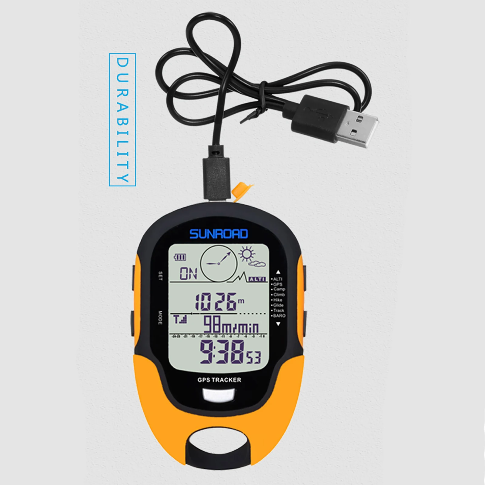 FR510 Electronic Barometer Thermometer with LED Torch IPX4 Waterproof Sports Meter with Lanyard for Hiking Camping Fishing - view 5