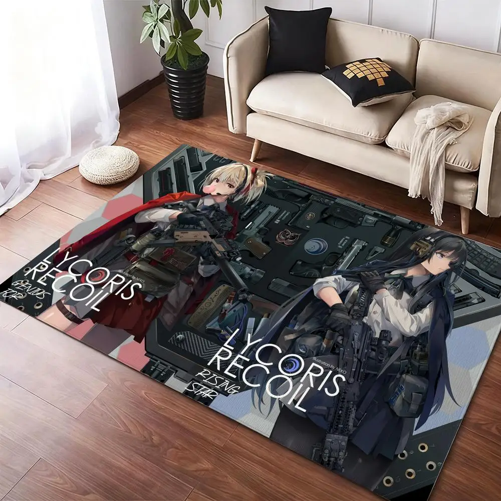 

cartoon L-Lycoris RecoilS Floor Mat Soft Thickened Non-Slip Door Mat for Living Room Home Decor Flannel Rugs