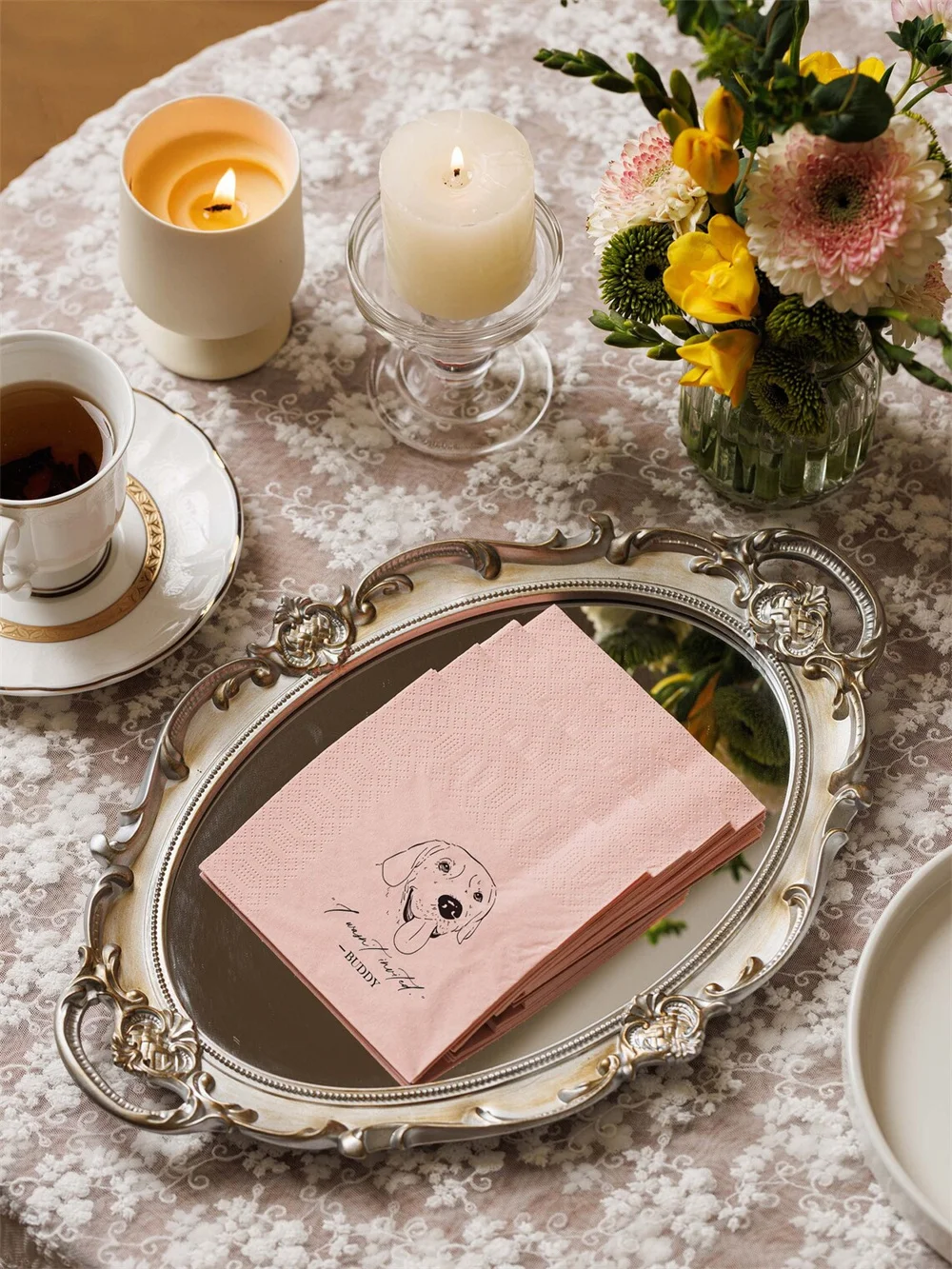 

50 PCS Custom Wedding Pet Napkins Beverage Napkins Cocktail Napkins Party Napkins Custom Hot Stamping Engagement Party