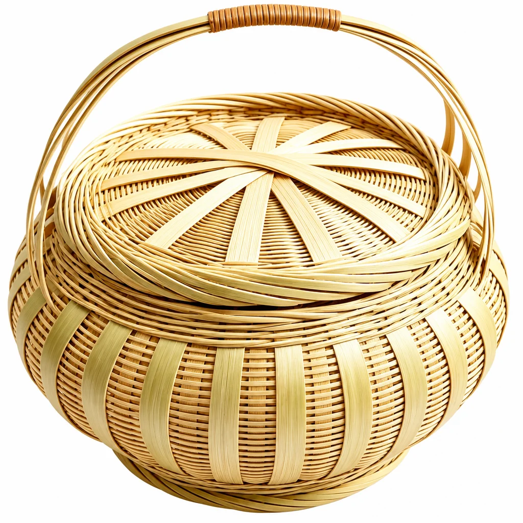 

Handcrafted All-Natural Bamboo Lidded Storage Basket, Scented Eco Container for Snack Keys Tiny Trinkets, Rustic Handmade Home