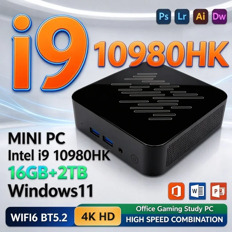 Intel Core I9 10980HK Pocket Desktop Mini PC Windows 11 16GB RAM 1TB 2TB SSD WiFi6 BT5.2 4K Daily Use Gaming Office Host