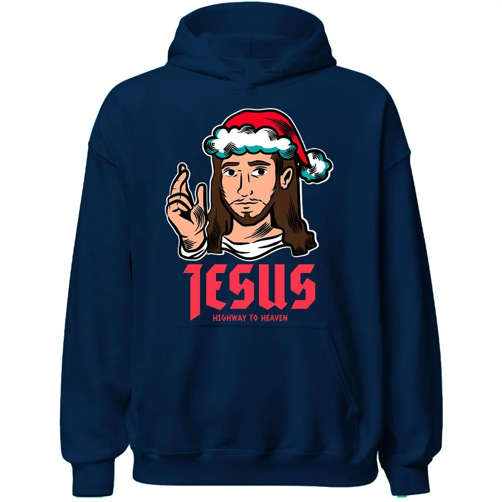 Christmas Hoodie Men TESUS HIGHWAY TO HEAVEN Funny Pattern Jesus Print Hoodies Ugly Autumn New Products Tracksuits Tops 2024