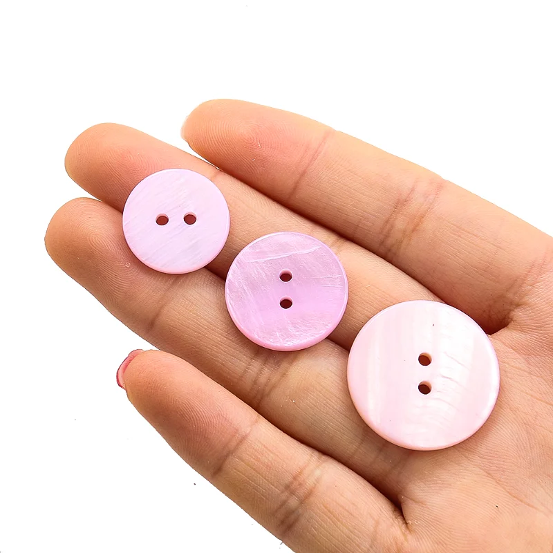 5PC 18/20/25MM Natural Mother of Pearl Shell Pink Round 2-holes Flatback Button Suit Cufflink Shirt Coat Sewing Crafts Supplies