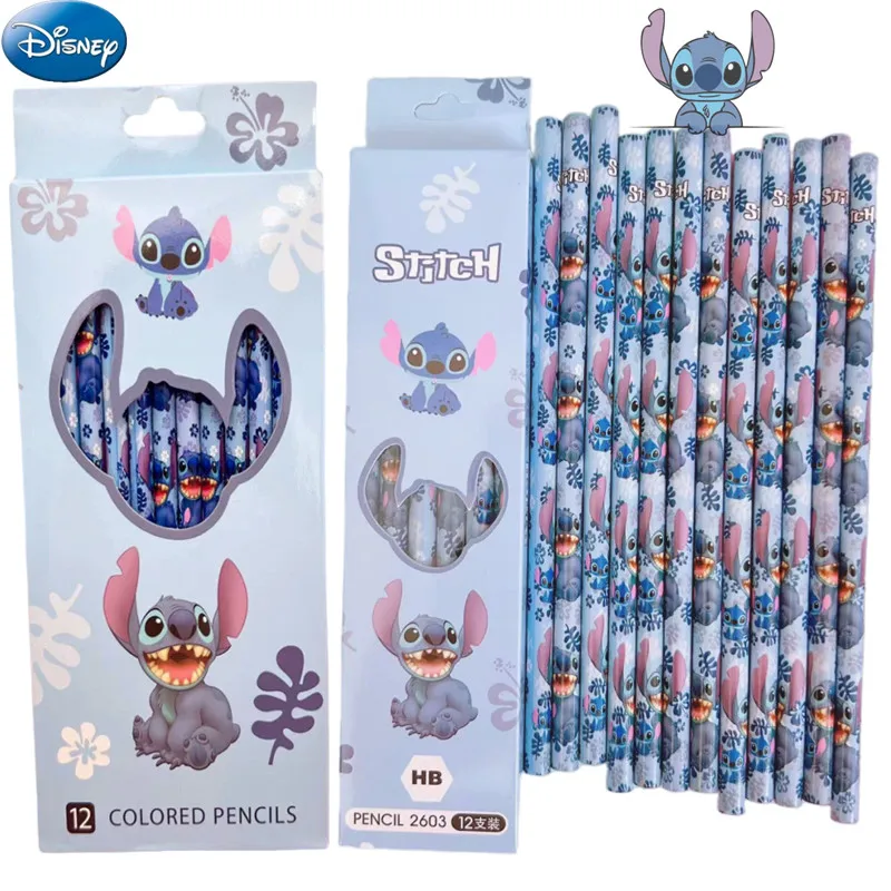 12pc Stitch Disney Anime Pencil School Supplies Stitch Colored pencils School Supplies Pencils Hb Pencils kid Birthday Xmas Gift