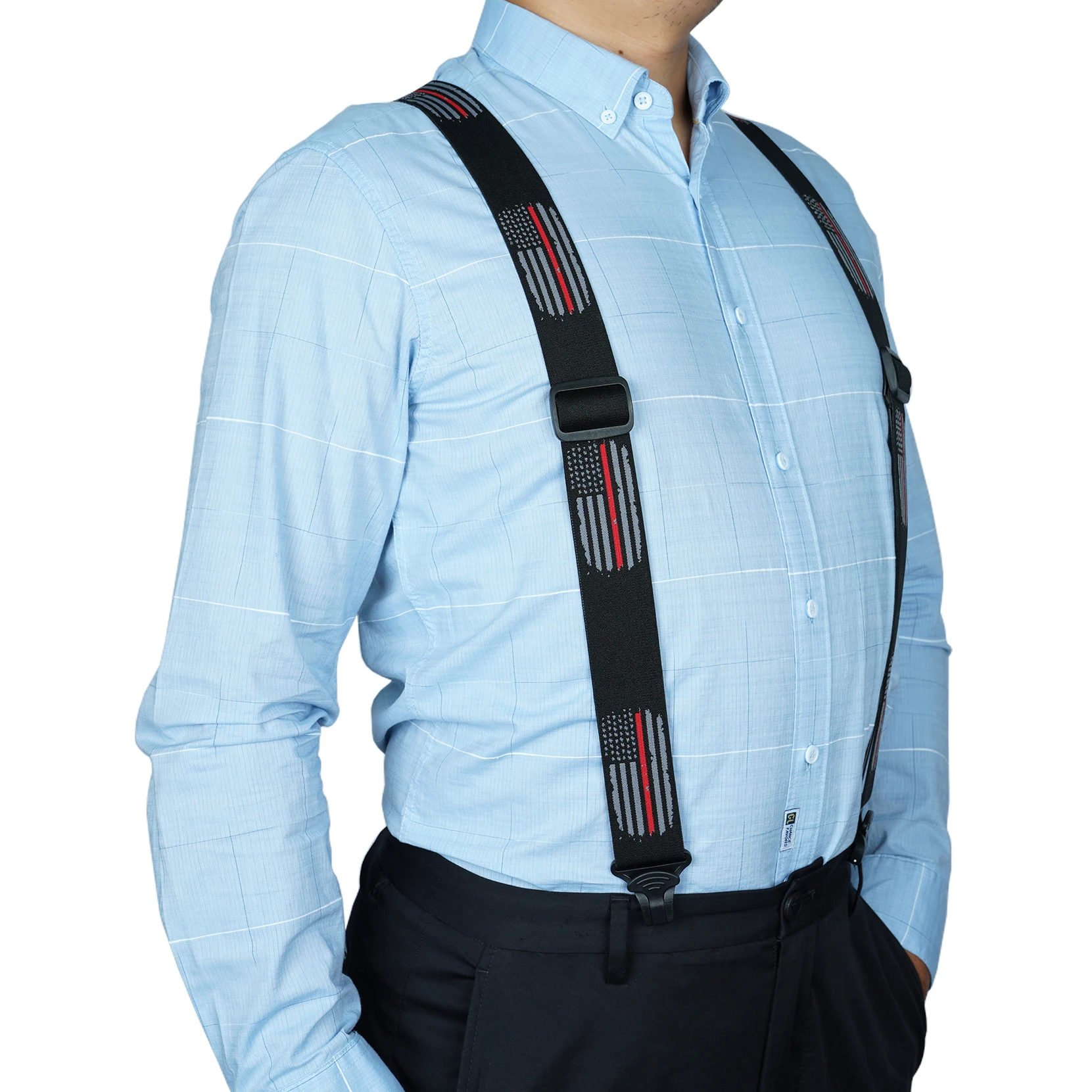 MELOTOUGH-Suspensórios amigáveis para o aeroporto, totalmente elásticos, suspensórios com remendo de couro, 1,5 ", sem clipe plástico Buzz