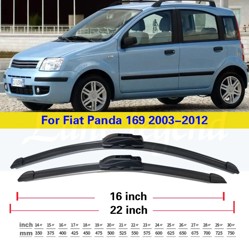 For Fiat Panda 169 2003-2012 Car Front Rear Wiper Blades Soft Rubber Windscreen Wipers Auto Windshield 22\