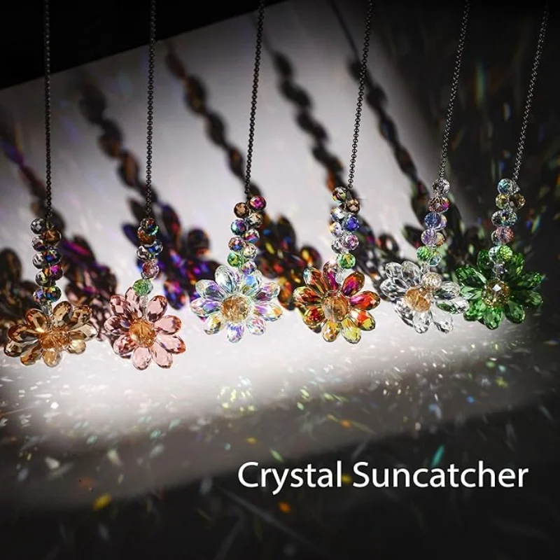 Crystal Sunflower Suncatchers Hanging Christmas Crystal Window Sun Catchers for Fall Rainbow Maker Indoor Outdoor Garden Gift