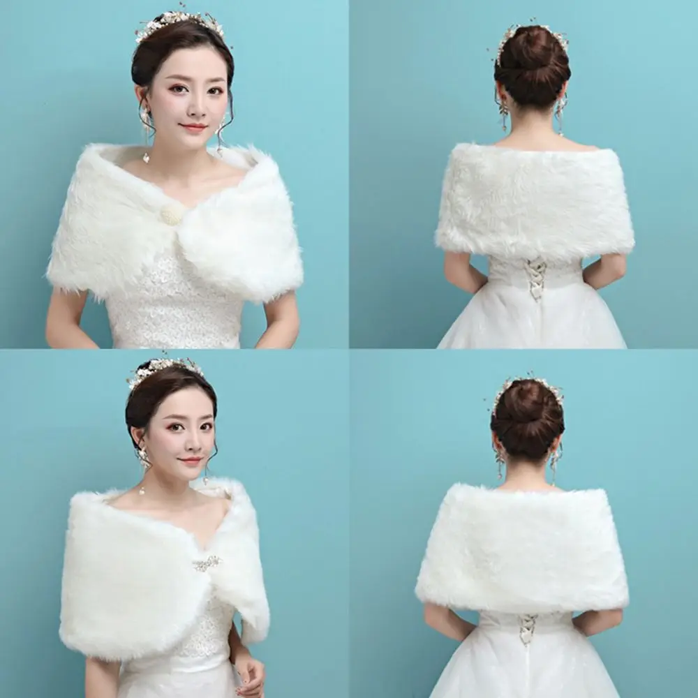 Winter Cape White Fur Shawl Wedding Accessories Elegant Bridal Wrap Women Wedding Jackets Soft Cape