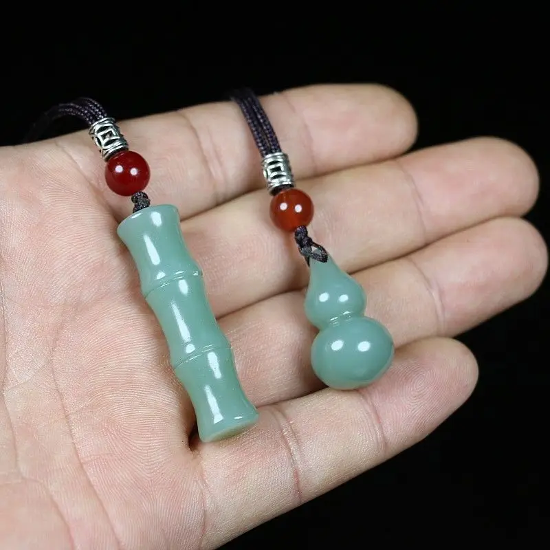 New Arrival Step-by-Step Promotion Pendant Hotan Jade Greenish-Blue Gourd Necklac  Fashionable Personalized Jewelry Gift