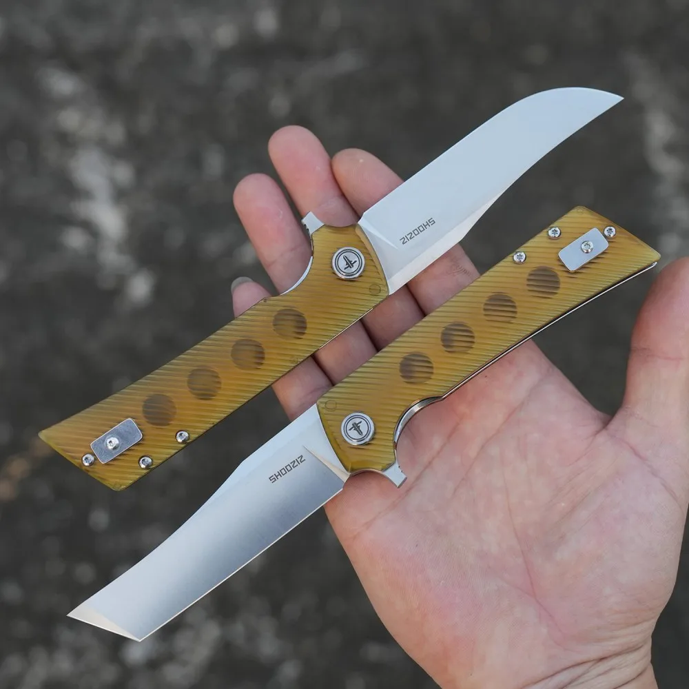 Shooziz Pocket Folding knife with Clip,3.55"D2 Flipper Tanto Blade For EDC Men，Camping Hiking Daily Work, XUN112 - view 5