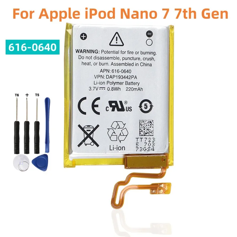 616-0640 Replacement Battery For iPod Nano 7 7th Gen Batteries A1446 MP3 MP4 Battery MB903LL/A 616-0639 + Tools