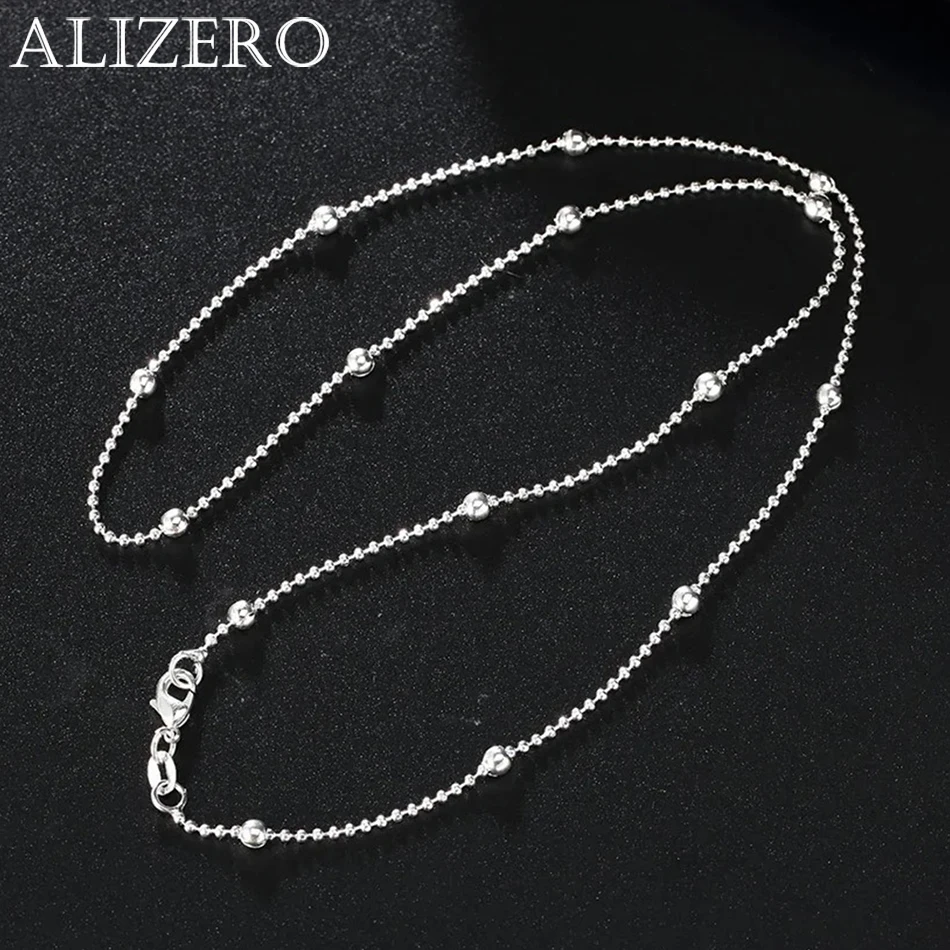 

925 Sterling Silver charms Round beads chain Necklace For Women 16-24 inch Fashion party wedding noble Jewelry Holiday gifts