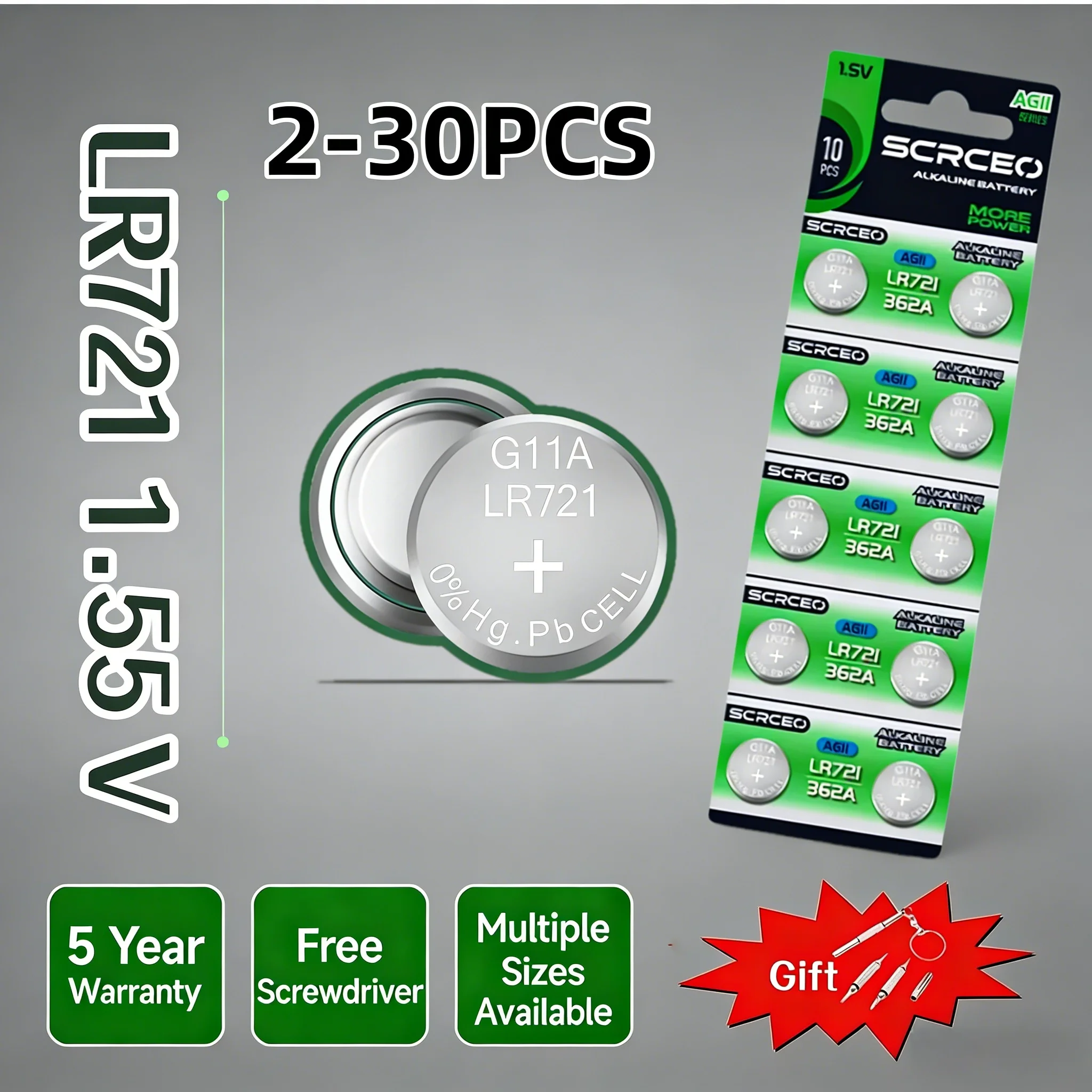 

2-30PCS AG11 SR721SW 362 361 162 High Capacity Button Coin Cell Watch Battery 0%Hg Mercury Free for Watch Toys Remote with gift