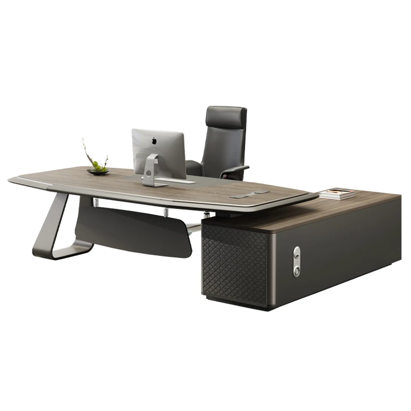 

Luxury Modern L-Shaped Wooden CEO Desk For Office Building For Boss Or Executive Office Use
