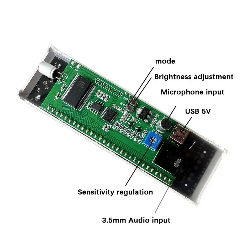 LED Sound-controlled Music Spectrum Display Pickup Ambient Light Atmospheric Rhythm Light Car Atmosphere Lamp USB 5V