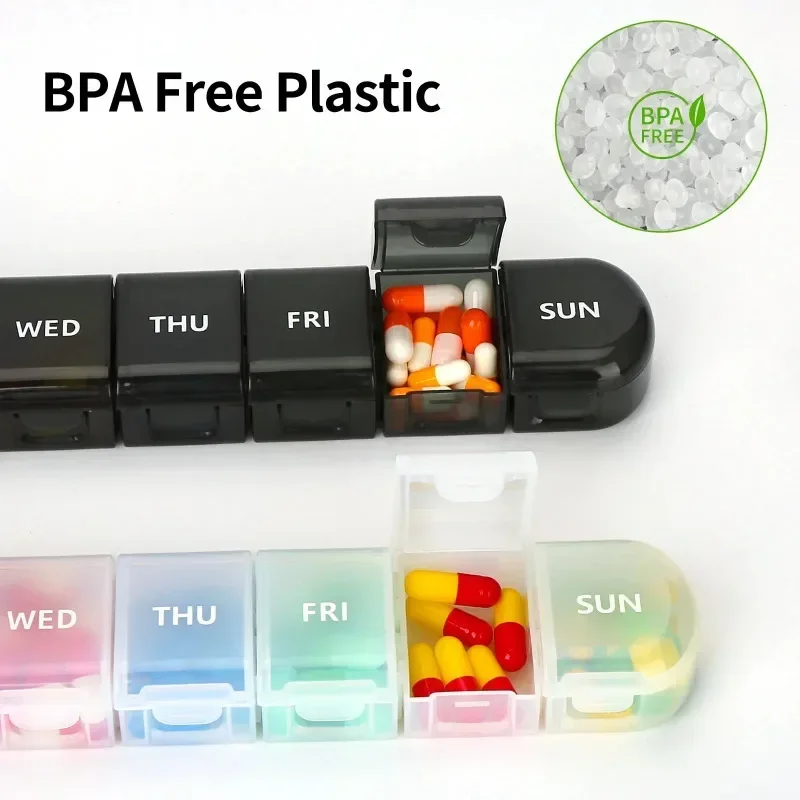 7 Days Weekly Separable Pillbox Tablet Holder Medicine Storage Case Drug Container Pill Organizer Weekly Capsule Pill Box