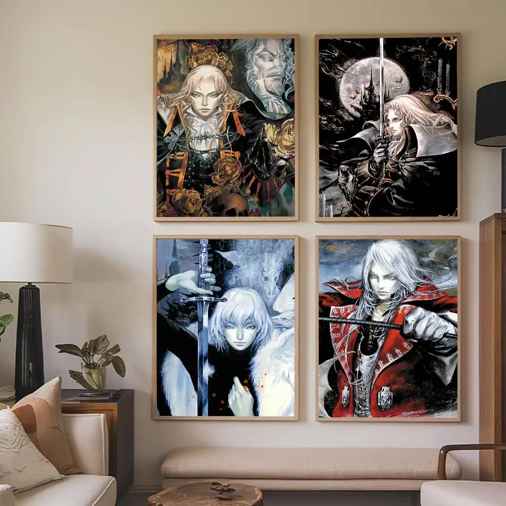 Game C-CastlevaniaS Symphony of the night Poster Paintings Self Adhesive Prints Home Bedroom Living Room Decor Vintage Gift