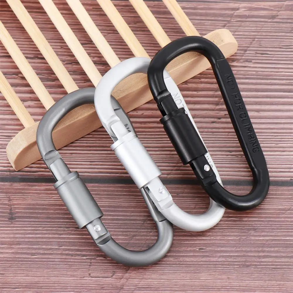 

D Shape Outdoor Tools Metal Camping Climbing with Lock Carabiner Hook Keyring Key Buckle