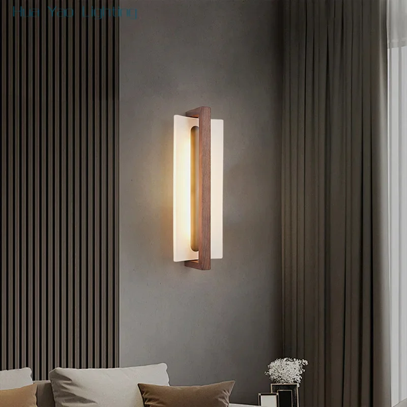 Chinese Style Bedroom Wall Lamps Modern Black Walnut Cracked Artistic Background Light Creative Bedroom Headboard Decor Lights