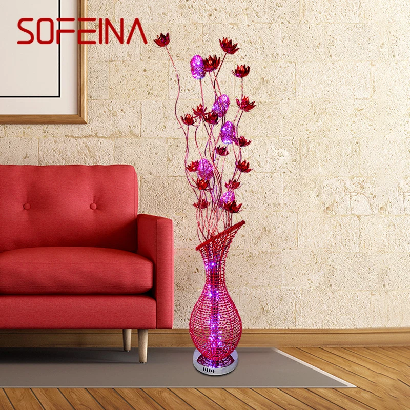 SOFEINA Nordic Floor Lamp Modern Art Red Flower Living Room Sofa Bedroom Hotel LED Originality Decorative Standing Light