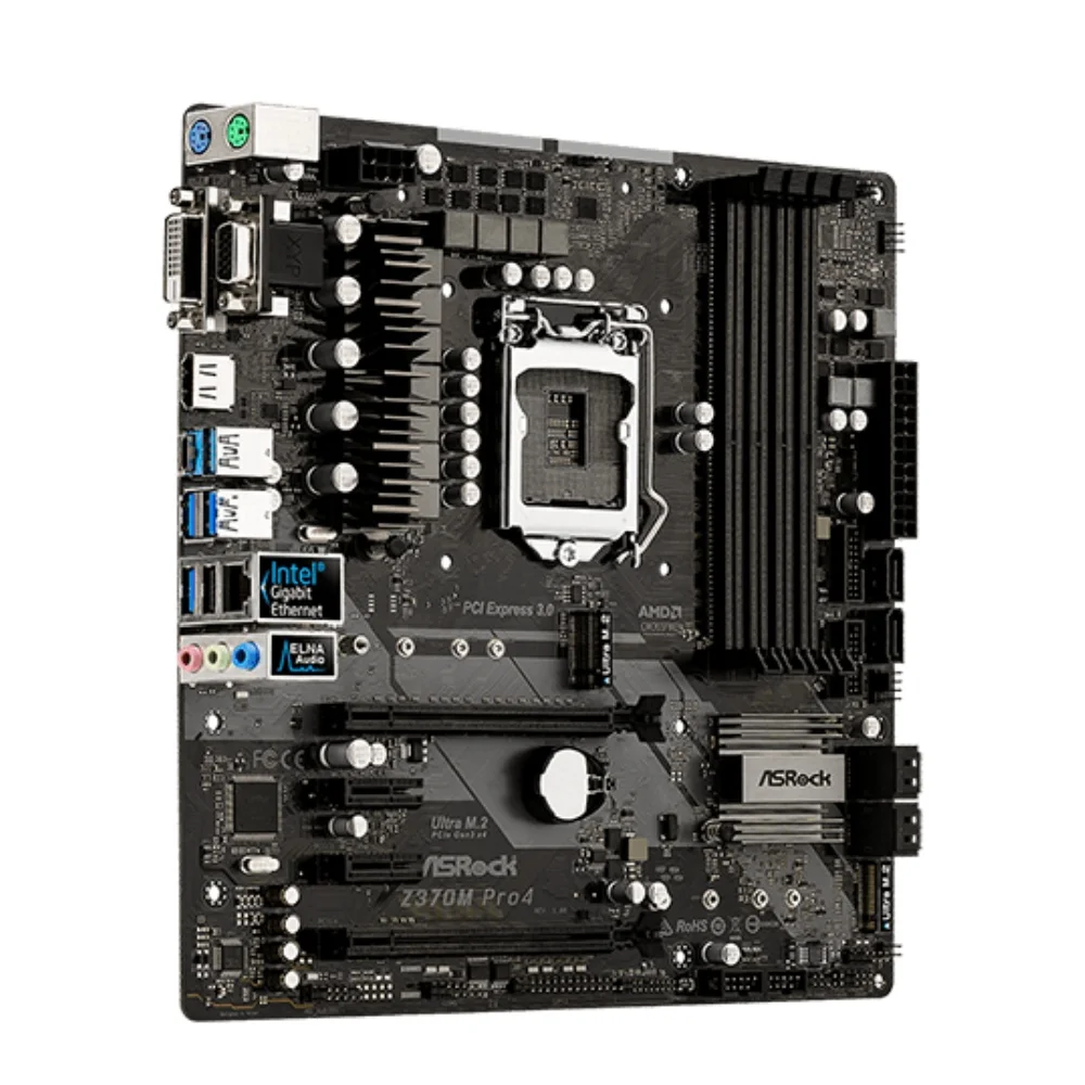 ASRock Z370M Pro4 Motherboard Support i9-9900KF i7-9700K i5-9600 CPU LGA1151 4×DDR4 DIMM 64GB 4xM.2 NVME Intel Z370M Mainboard