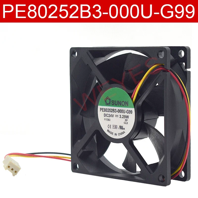 For SUNON PE80252B3-000U-G99 DC 24V 3.29W 80x80x25mm 3-Wire Server Cooling Fan