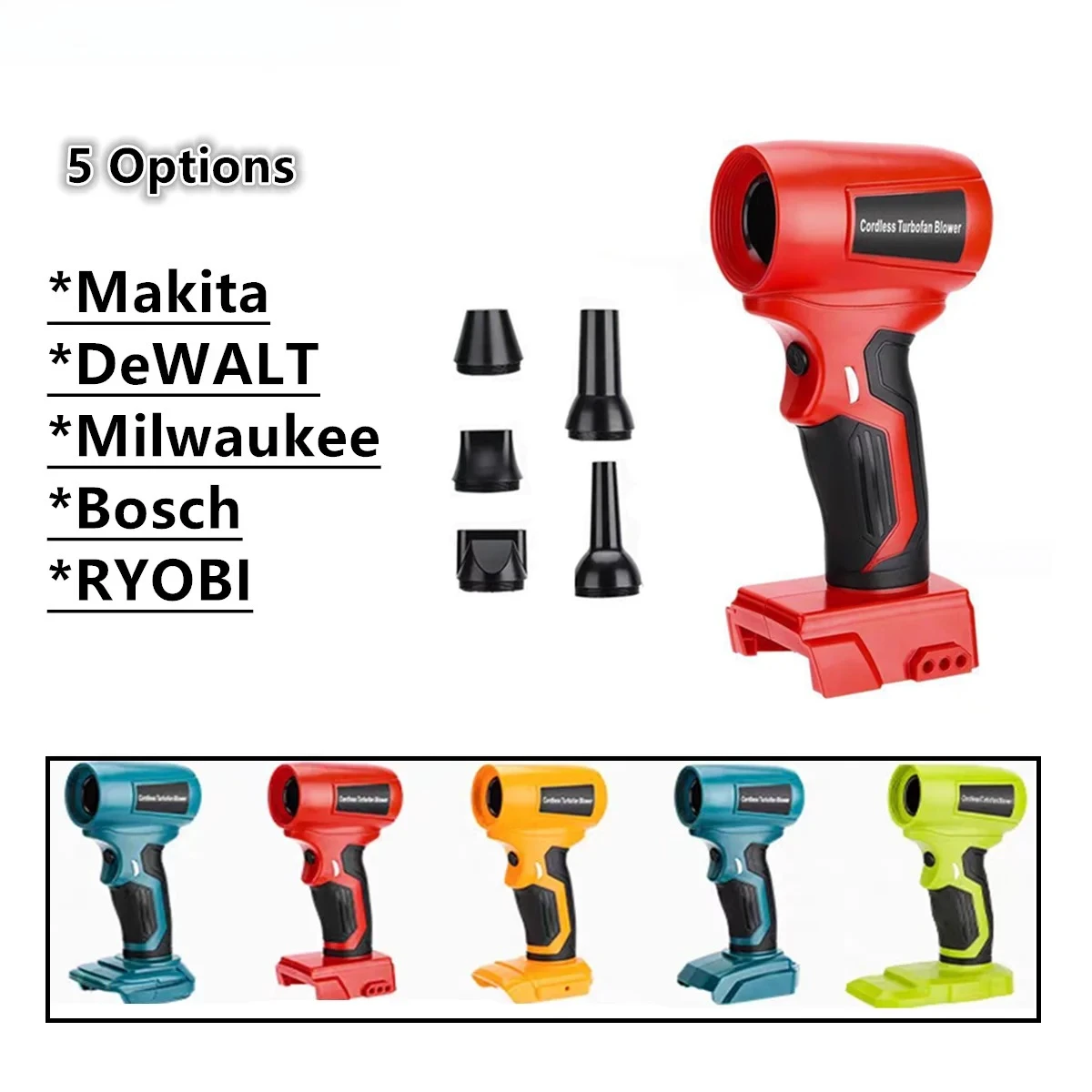 

Air Blower Violent Fan For Makita/Dewalt/Milwaukee/Bosch/Ryobi Battery Wireless Handheld Blow Jet Fan Gun Duster