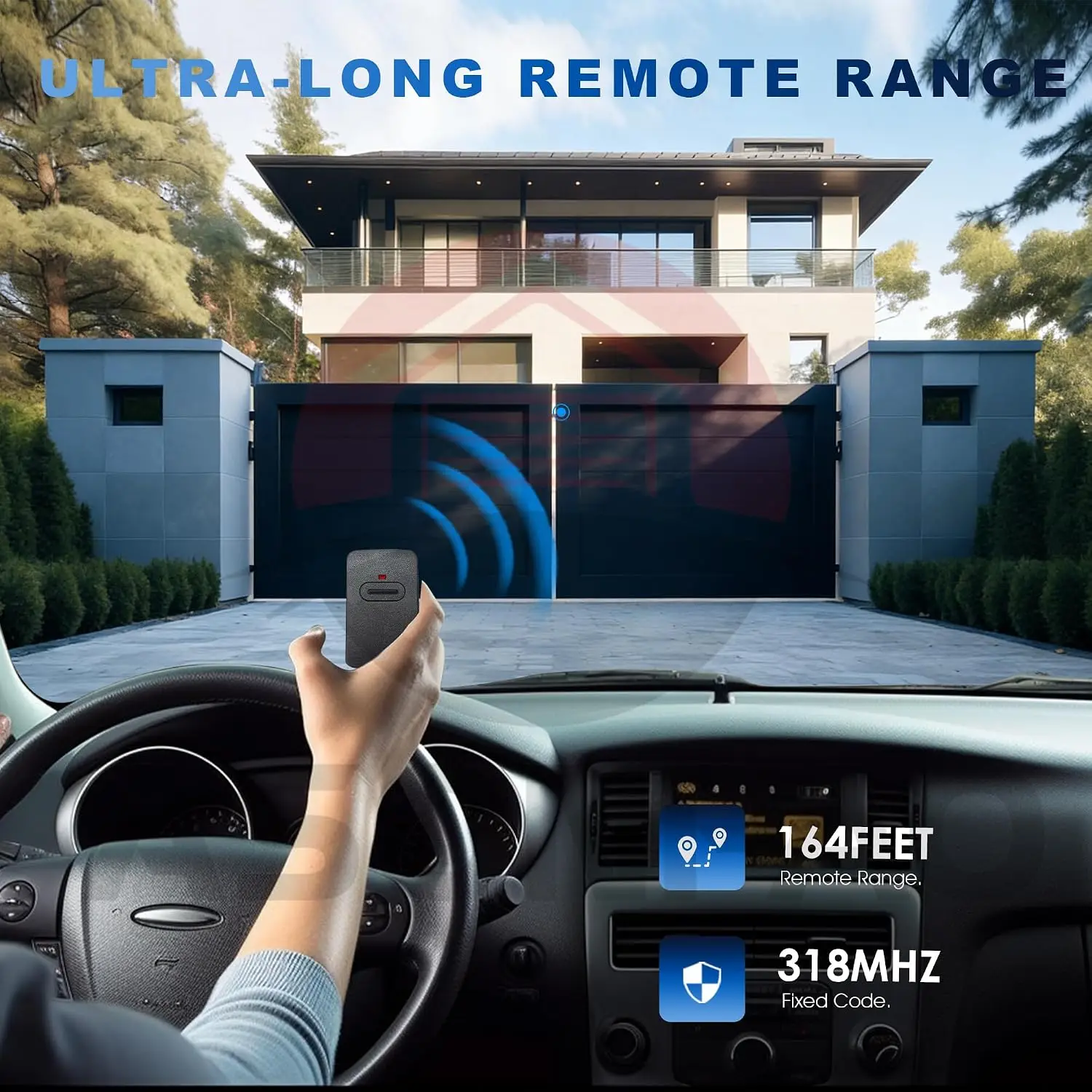 For GTO Mighty Mule RB741 FM135 318MHz Garage Door Remote Control with 9 Dip Switch Gate Door Opener Transmitter