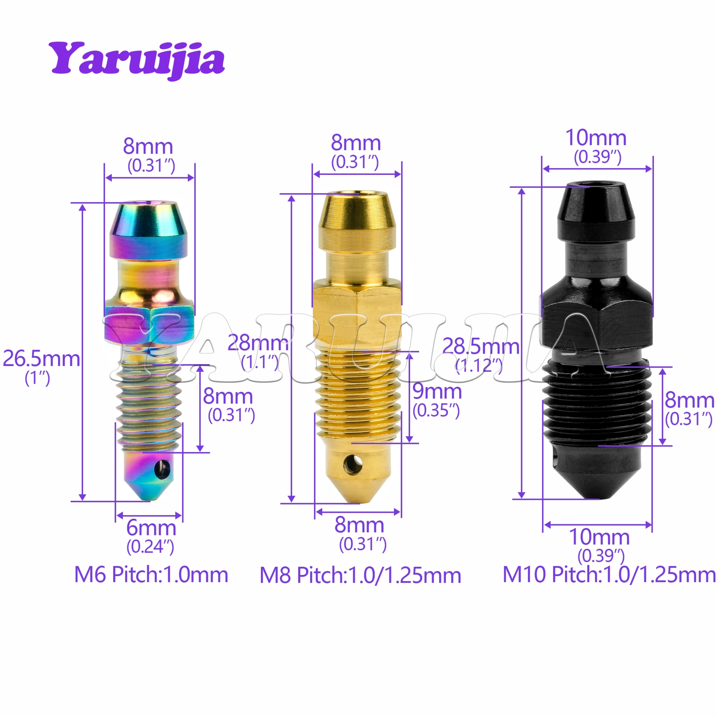 Yaruijia Titanium Bolts M6/M8/M10 Pitch 1.0 /1.25 Caliper Bleed Nipple for Brembo Ducati BMW KTM Aprilia Single
