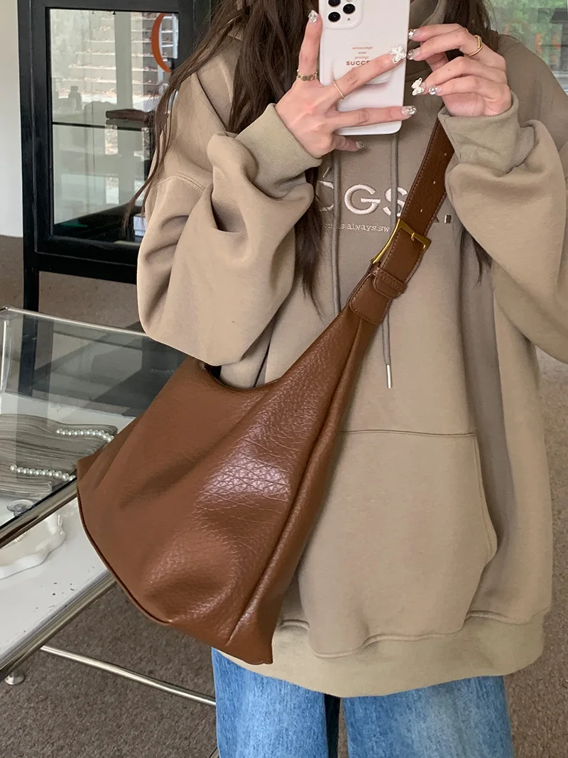 CGCBAG Casual Lage Capacity Tote Bags For Women Simple Commuting Female Messenger Bag High Quality PU Leather Shoulder Bags