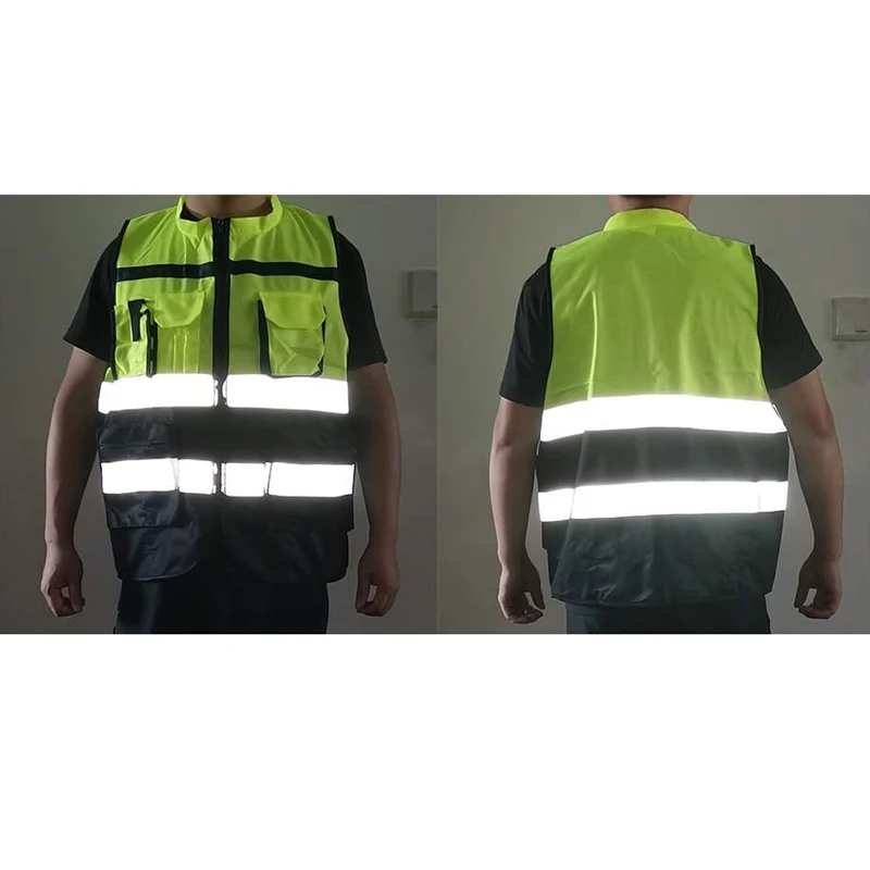 High Visibility Reflective Safety Vests Traffic Construction Vest With Functional Pockets